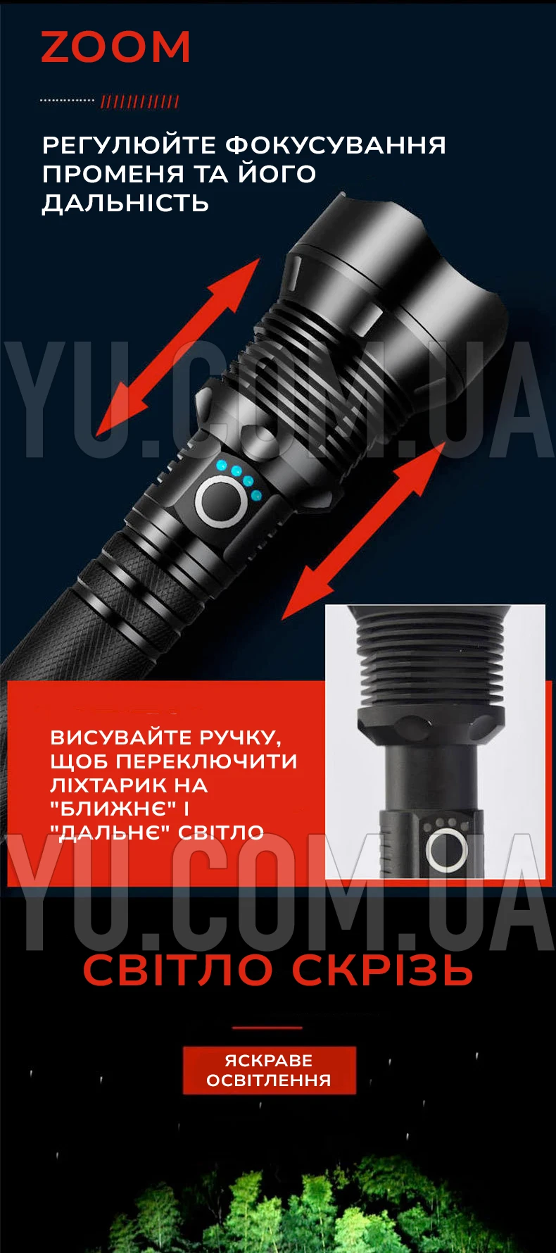 Ручний тактичний надпотужний ліхтарик BL X92 P70 2*18650 battery Ручний тактичний надпотужний ліхтарик BL X92 P70 2*18650 battery